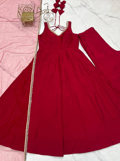KARINAA - Chanderi Silk Anarkali x Tassel Back Suit