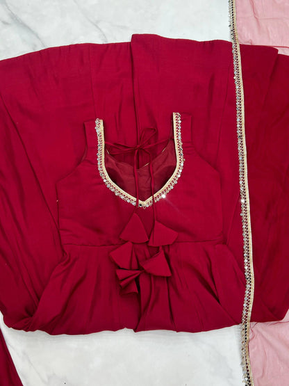 KARINAA - Chanderi Silk Anarkali x Tassel Back Suit