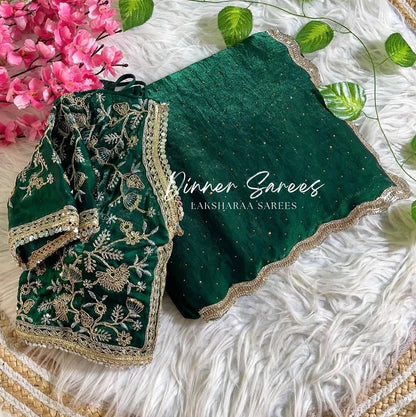 KYRAA — Premium Shimmer Stone Saree with Readymade Blouse