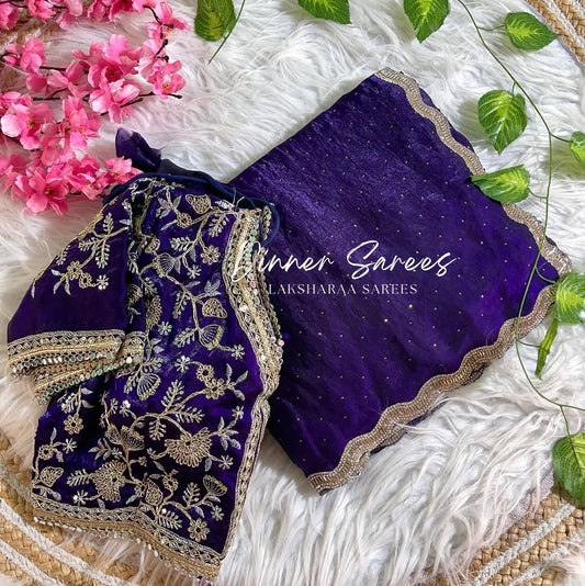 KYRAA — Premium Shimmer Stone Saree with Readymade Blouse