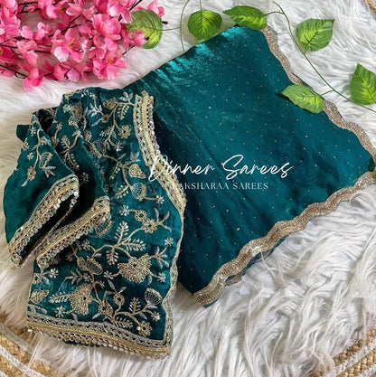 KYRAA — Premium Shimmer Stone Saree with Readymade Blouse