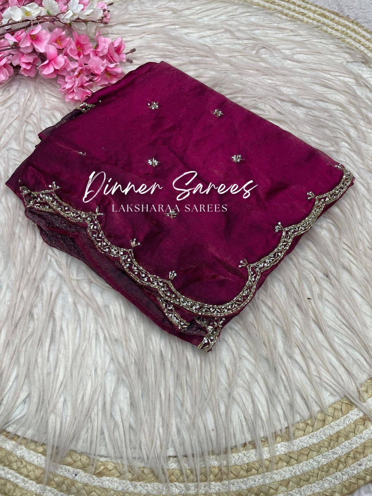SARIKA 2.0 - Premium shimmer silk saree with stone border