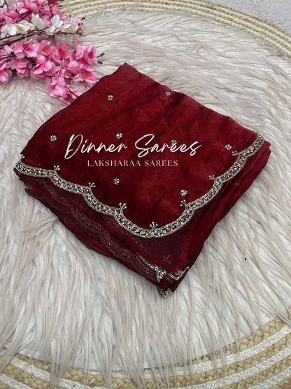 SARIKA 2.0 - Premium shimmer silk saree with stone border
