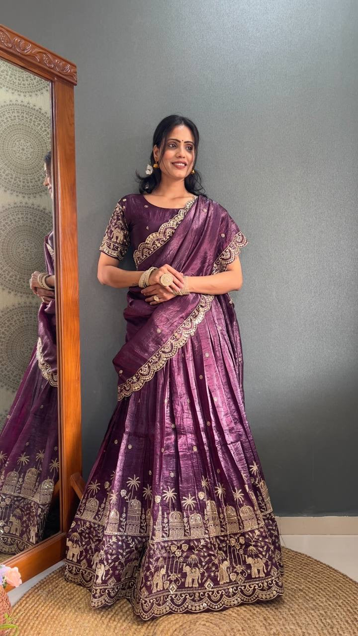 Half  purple saree