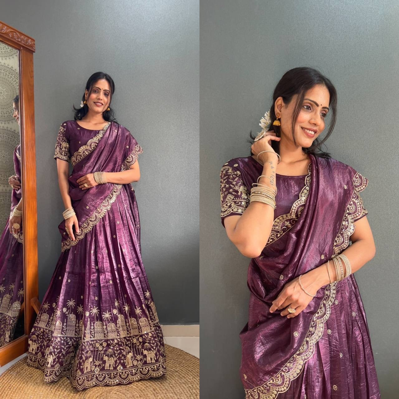 Half  purple saree