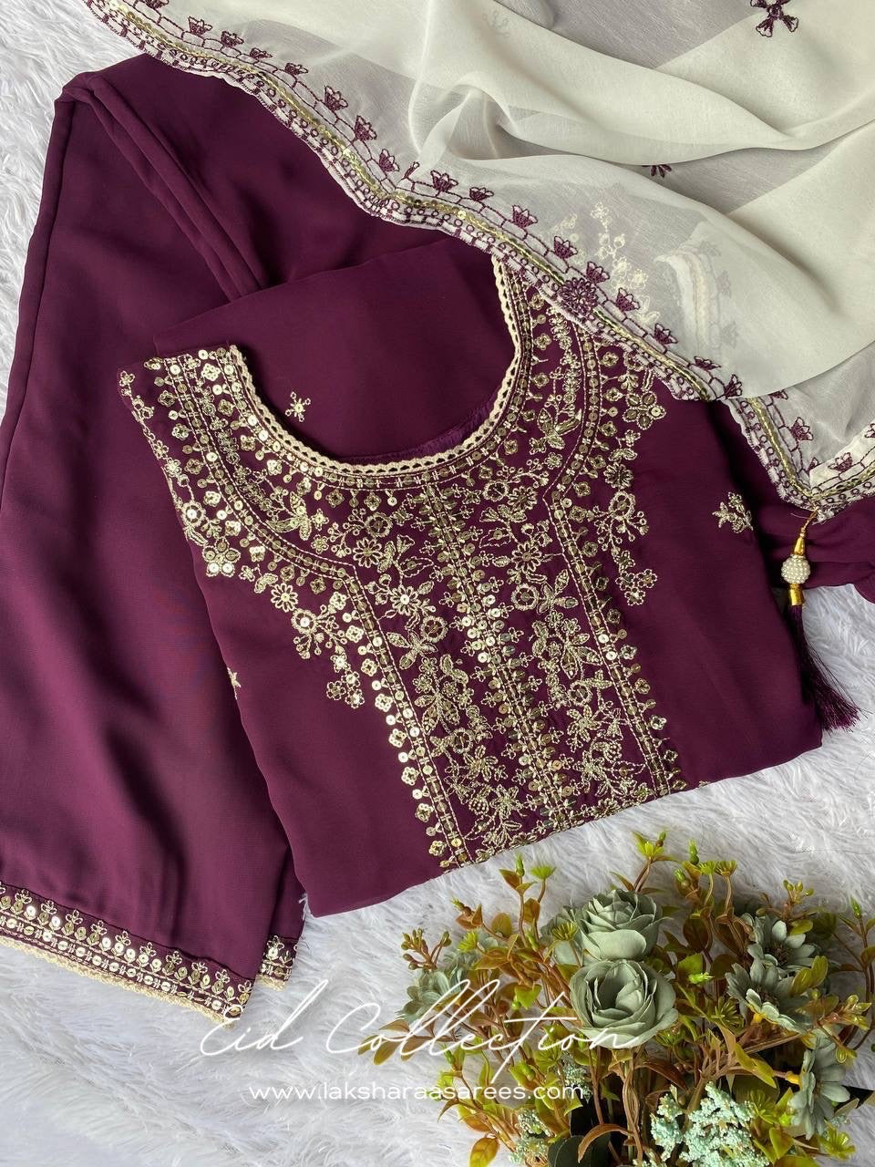 SAKHI — Purple Pakistani Georgette Salwar Suit - Laksharaa Sarees