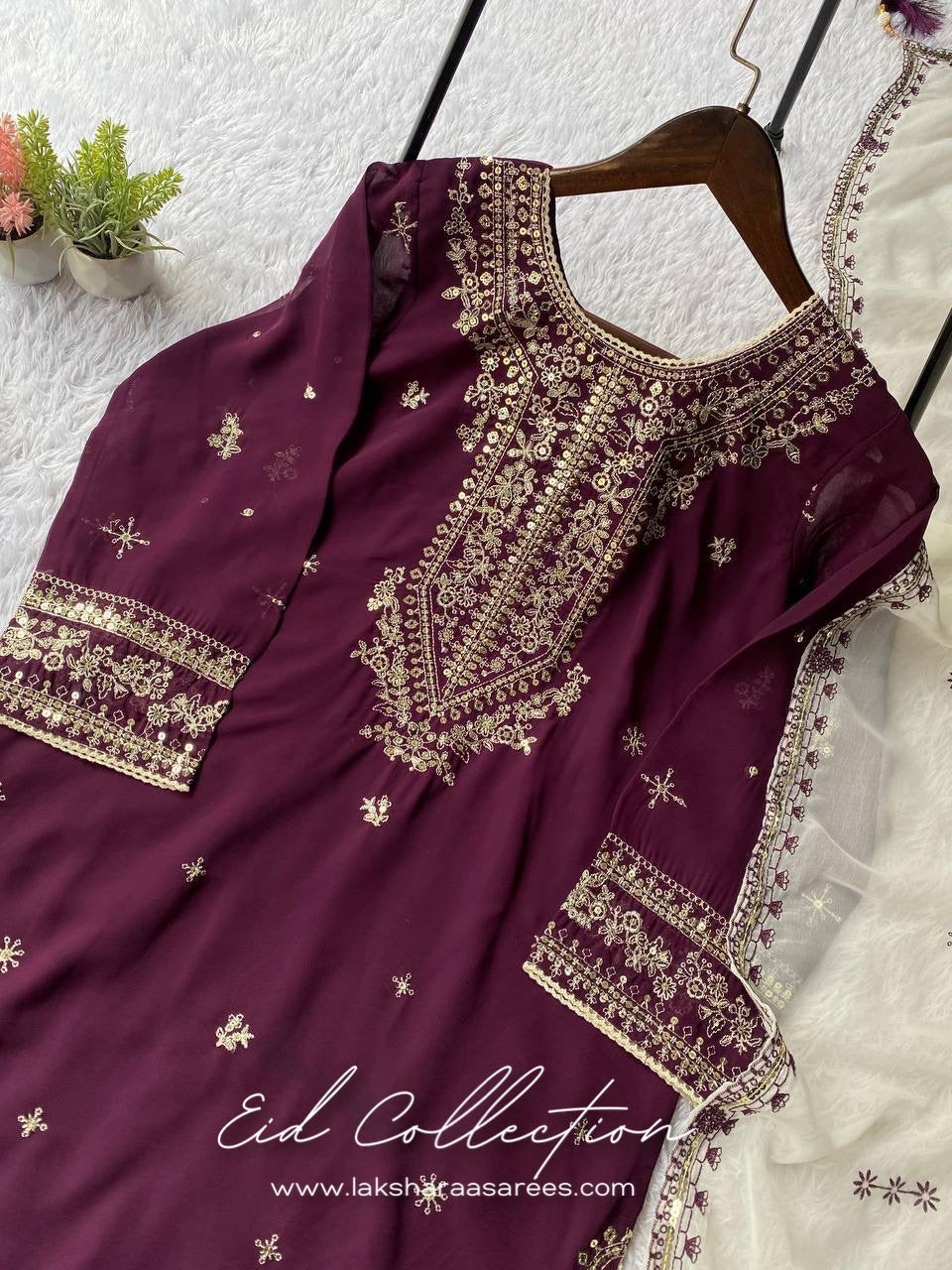 SAKHI — Purple Pakistani Georgette Salwar Suit - Laksharaa Sarees