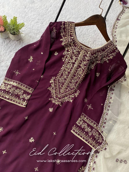 SAKHI — Purple Pakistani Georgette Salwar Suit - Laksharaa Sarees