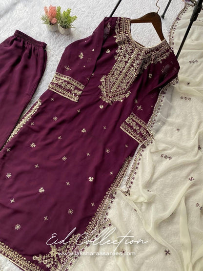 SAKHI — Purple Pakistani Georgette Salwar Suit - Laksharaa Sarees