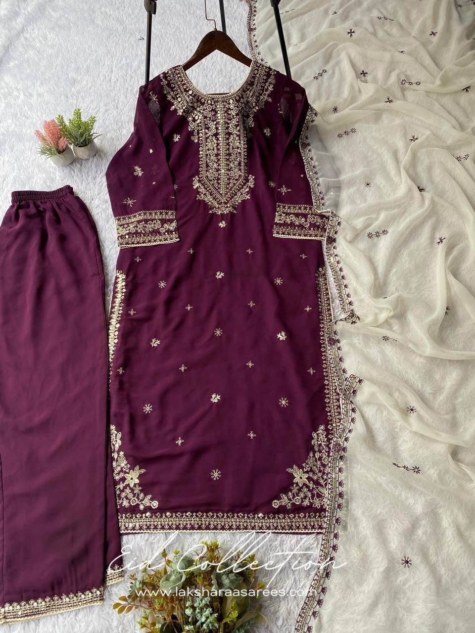 SAKHI — Purple Pakistani Georgette Salwar Suit - Laksharaa Sarees