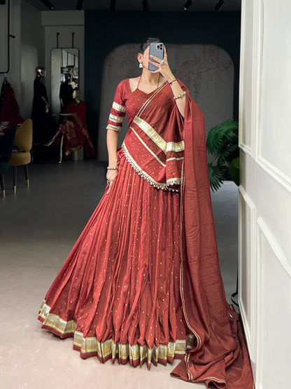TARUNI — Chanderi Half Saree Lehenga ( fully stitched )