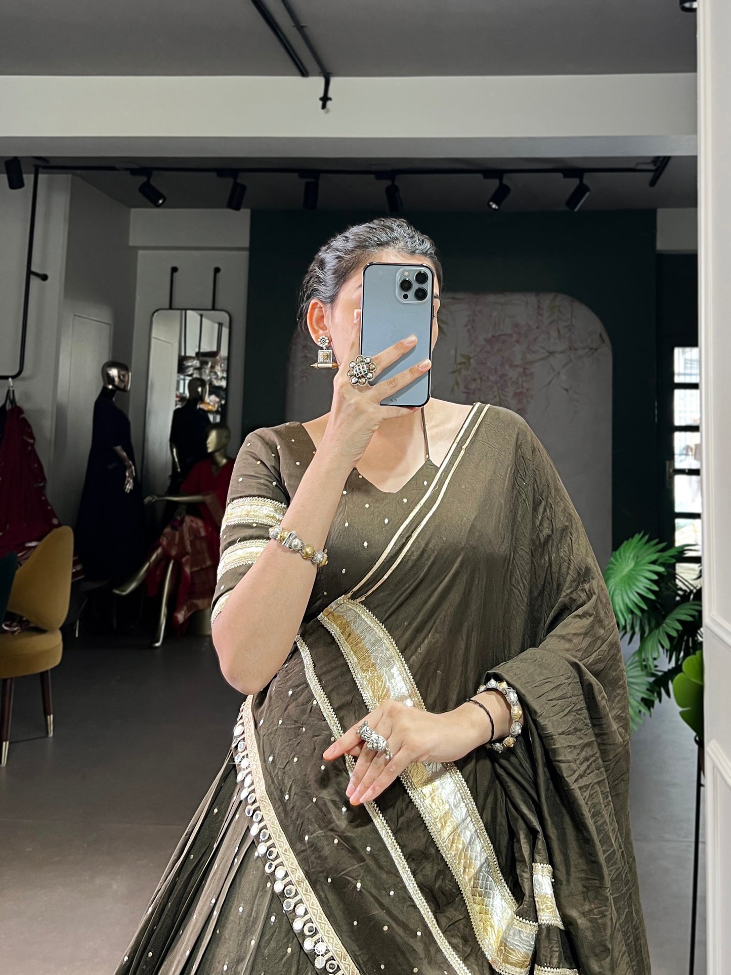 TARUNI — Chanderi Half Saree Lehenga ( fully stitched )