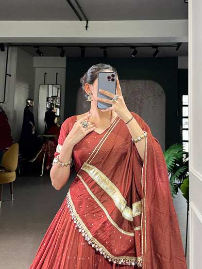 TARUNI — Chanderi Half Saree Lehenga ( fully stitched )