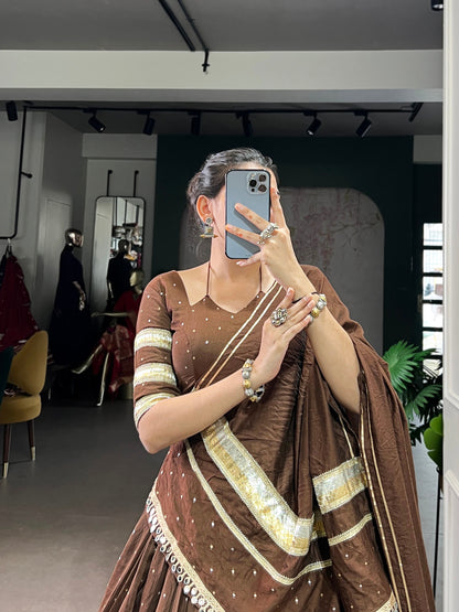 TARUNI — Chanderi Half Saree Lehenga ( fully stitched )