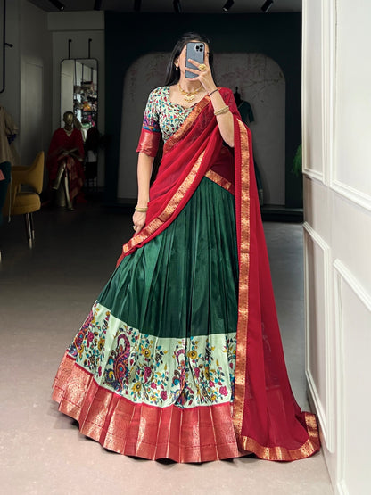 MEHAA — Kalamkari Half Saree Lehenga ( fully stitched)