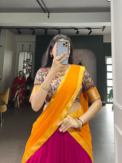 MEHAA — Kalamkari Half Saree Lehenga ( fully stitched)