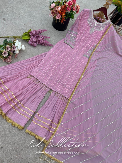 NIHARIKA — Pink Georgette Sharara Suit