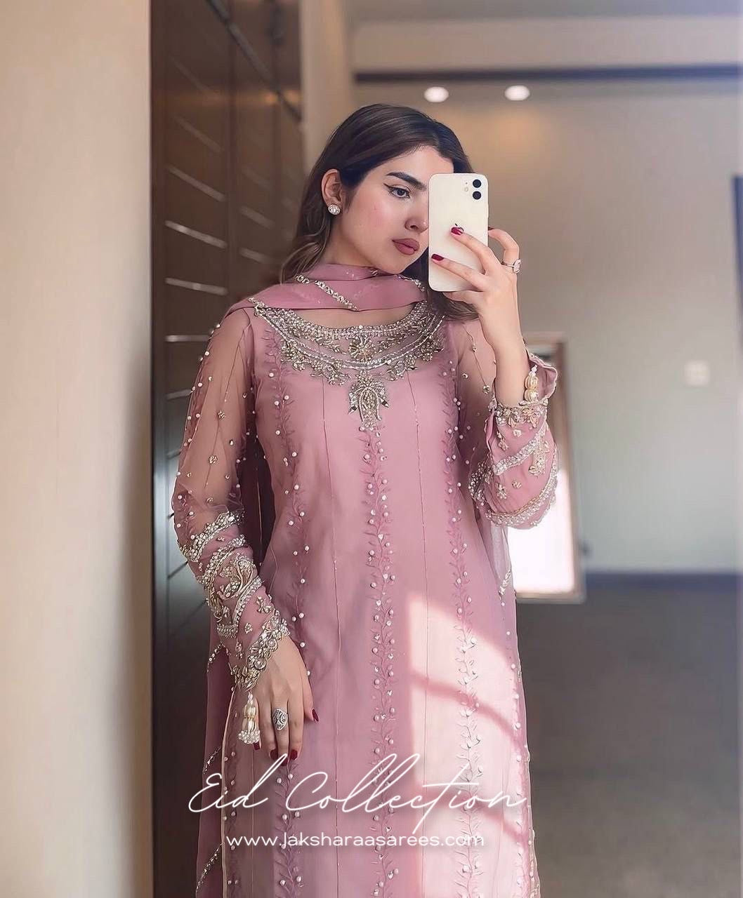 NIHARIKA — Pink Georgette Sharara Suit