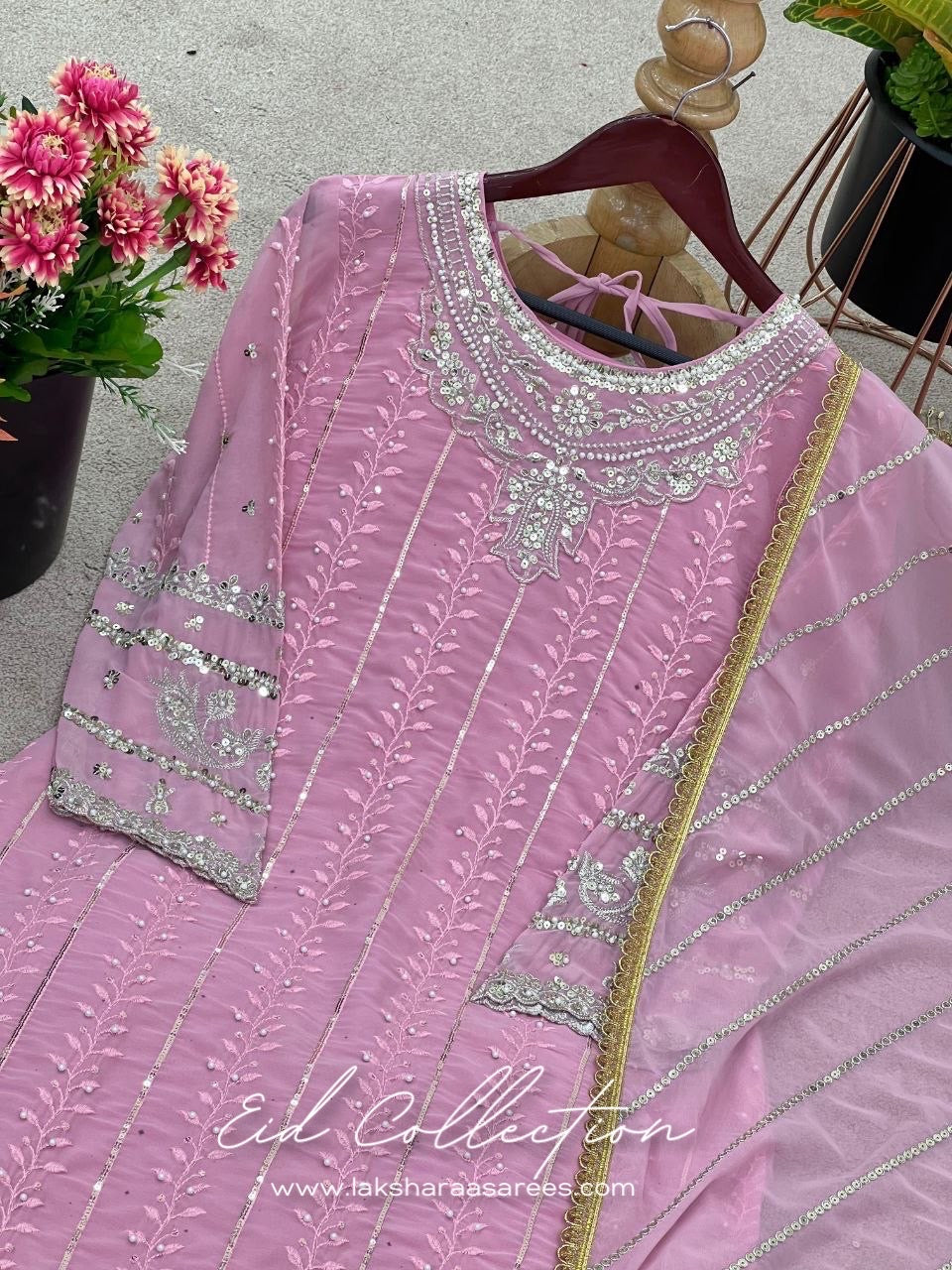 NIHARIKA — Pink Georgette Sharara Suit