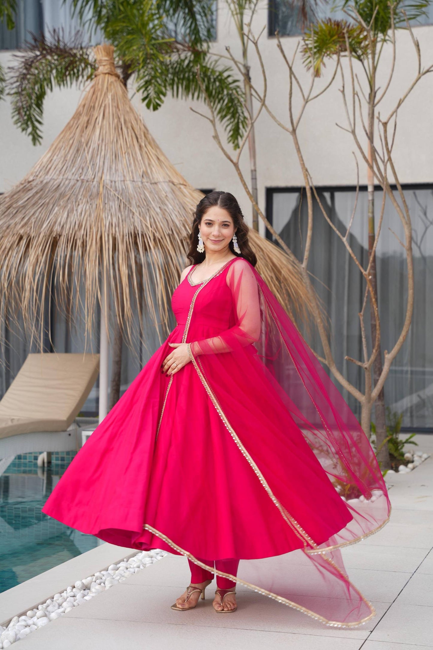 KARINAA - Chanderi Silk Anarkali x Tassel Back Suit