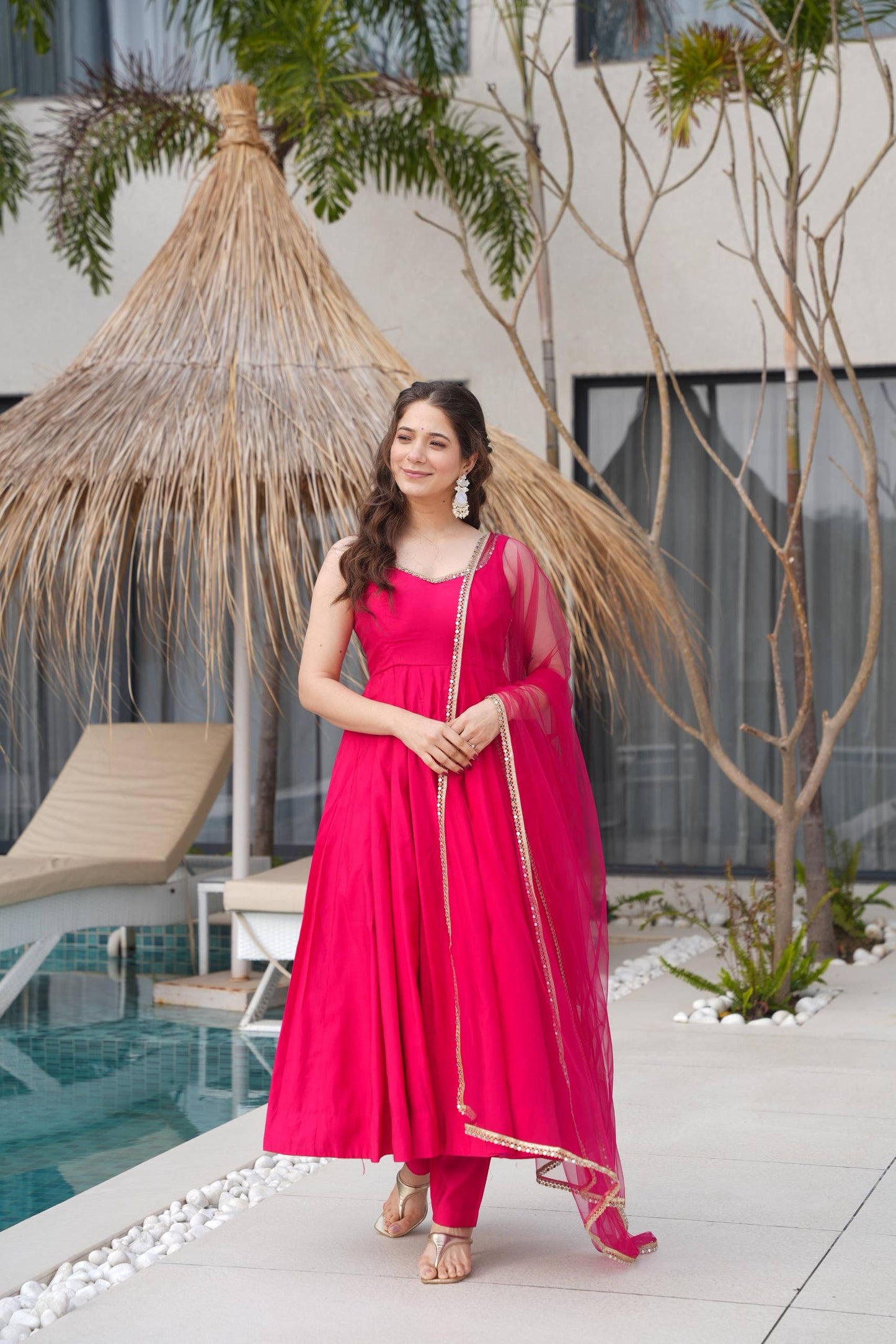 KARINAA - Chanderi Silk Anarkali x Tassel Back Suit