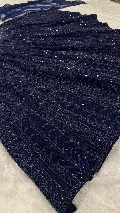Premium Navy Blue Sparkly Lehenga