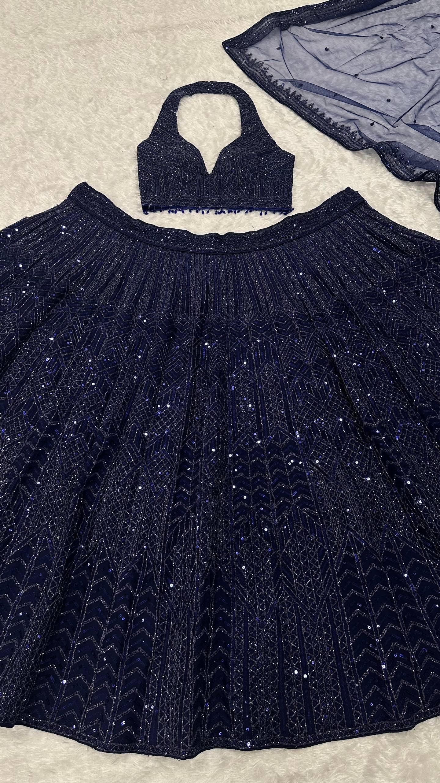 Premium Navy Blue Sparkly Lehenga