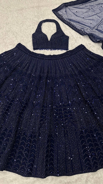 Premium Navy Blue Sparkly Lehenga