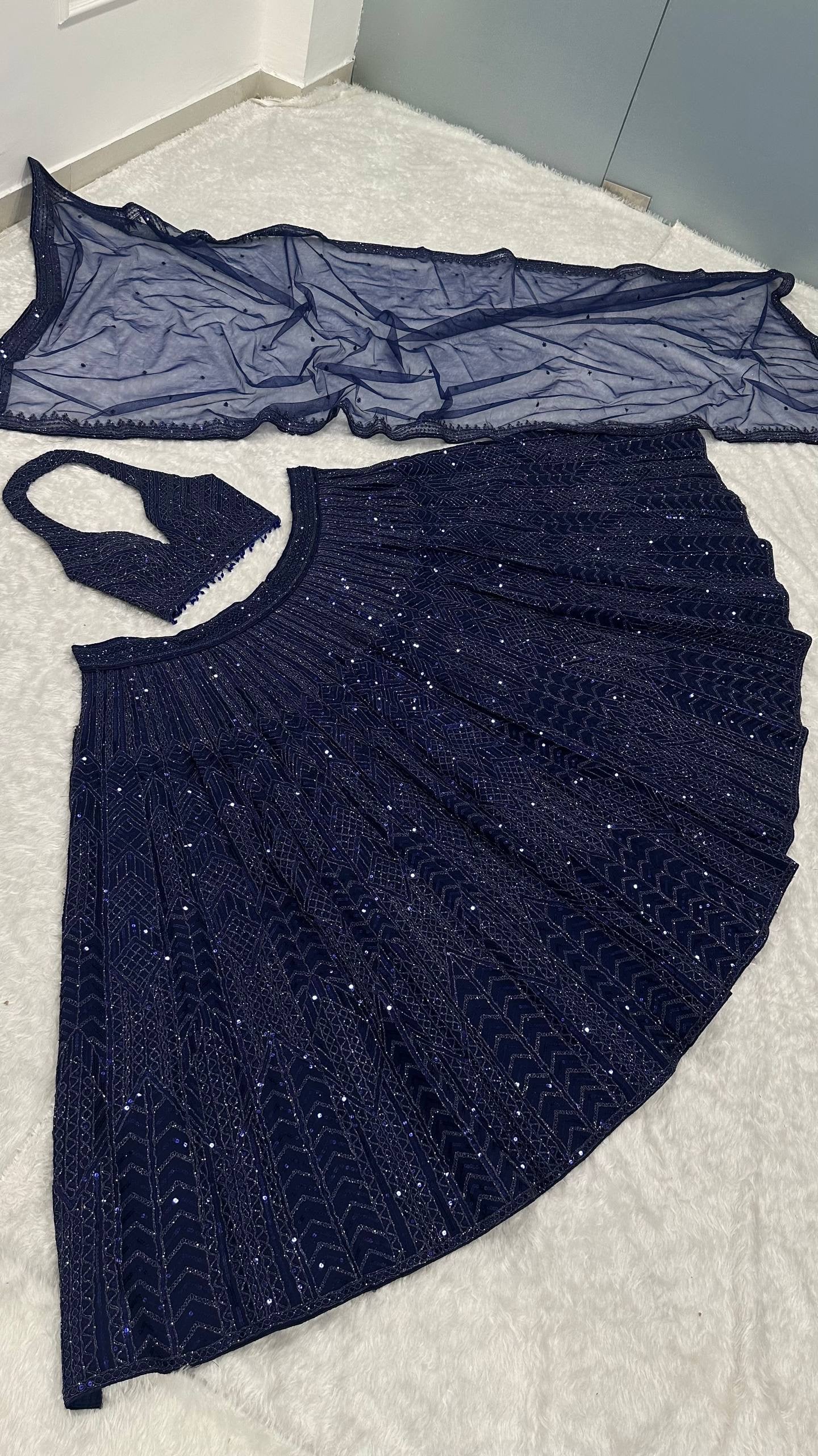 Premium Navy Blue Sparkly Lehenga
