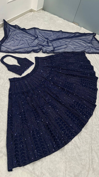 Premium Navy Blue Sparkly Lehenga