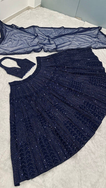 Premium Navy Blue Sparkly Lehenga