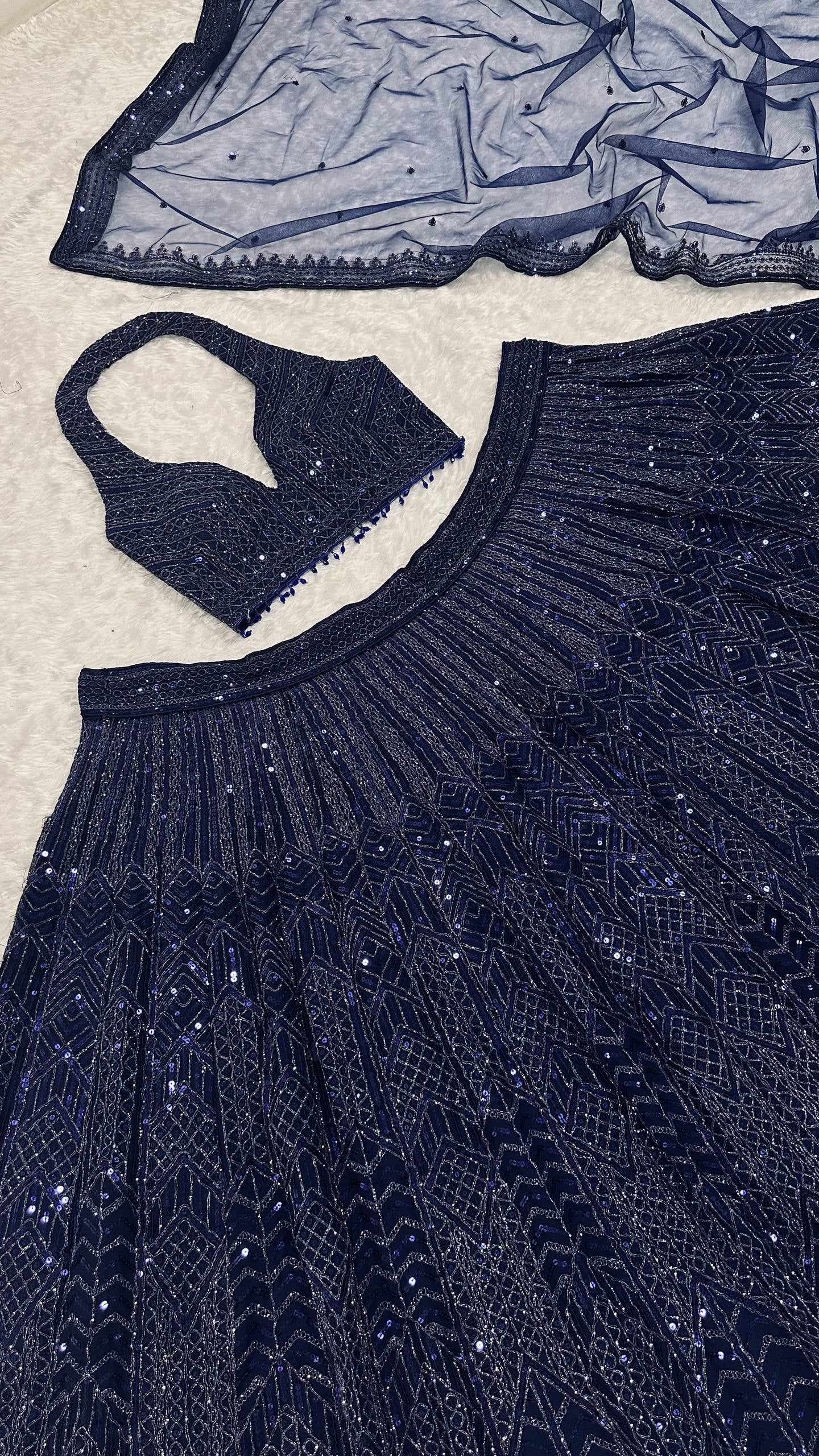 Premium Navy Blue Sparkly Lehenga