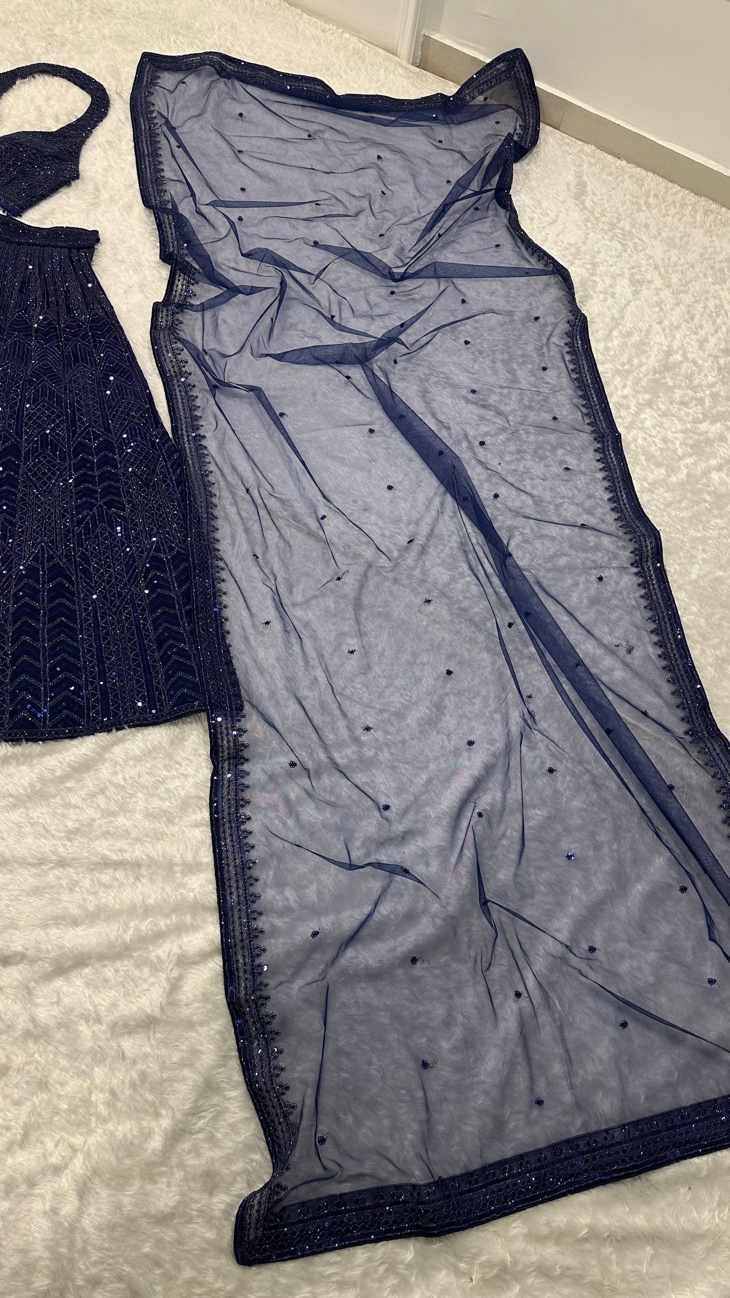 Premium Navy Blue Sparkly Lehenga