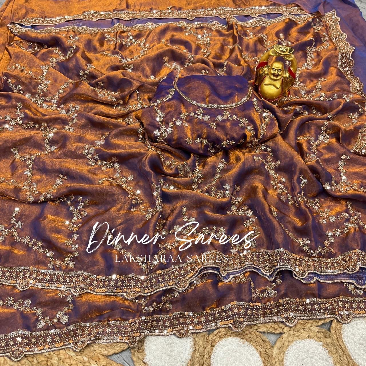 NADHIYA — Grand Shimmer Sequin Dinner Saree