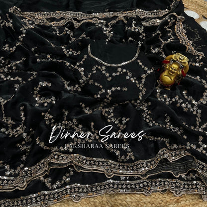 NADHIYA — Grand Shimmer Sequin Dinner Saree