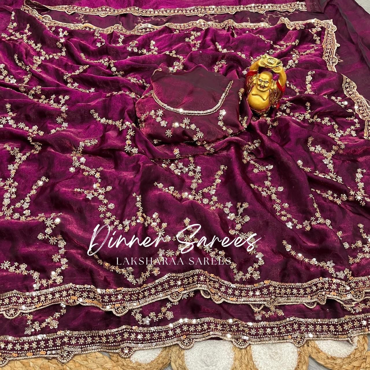 NADHIYA — Grand Shimmer Sequin Dinner Saree