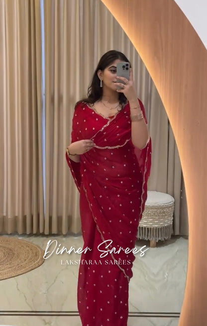 SARIKA 2.0 - Premium shimmer silk saree with stone border