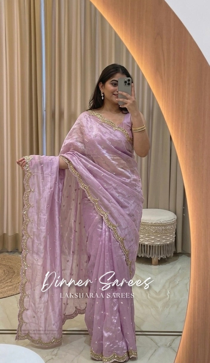 SARIKA 2.0 - Premium shimmer silk saree with stone border