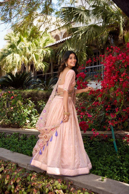 ROSIE — Premium Baby Pink Crush Georgette Lehenga - Laksharaa Sarees