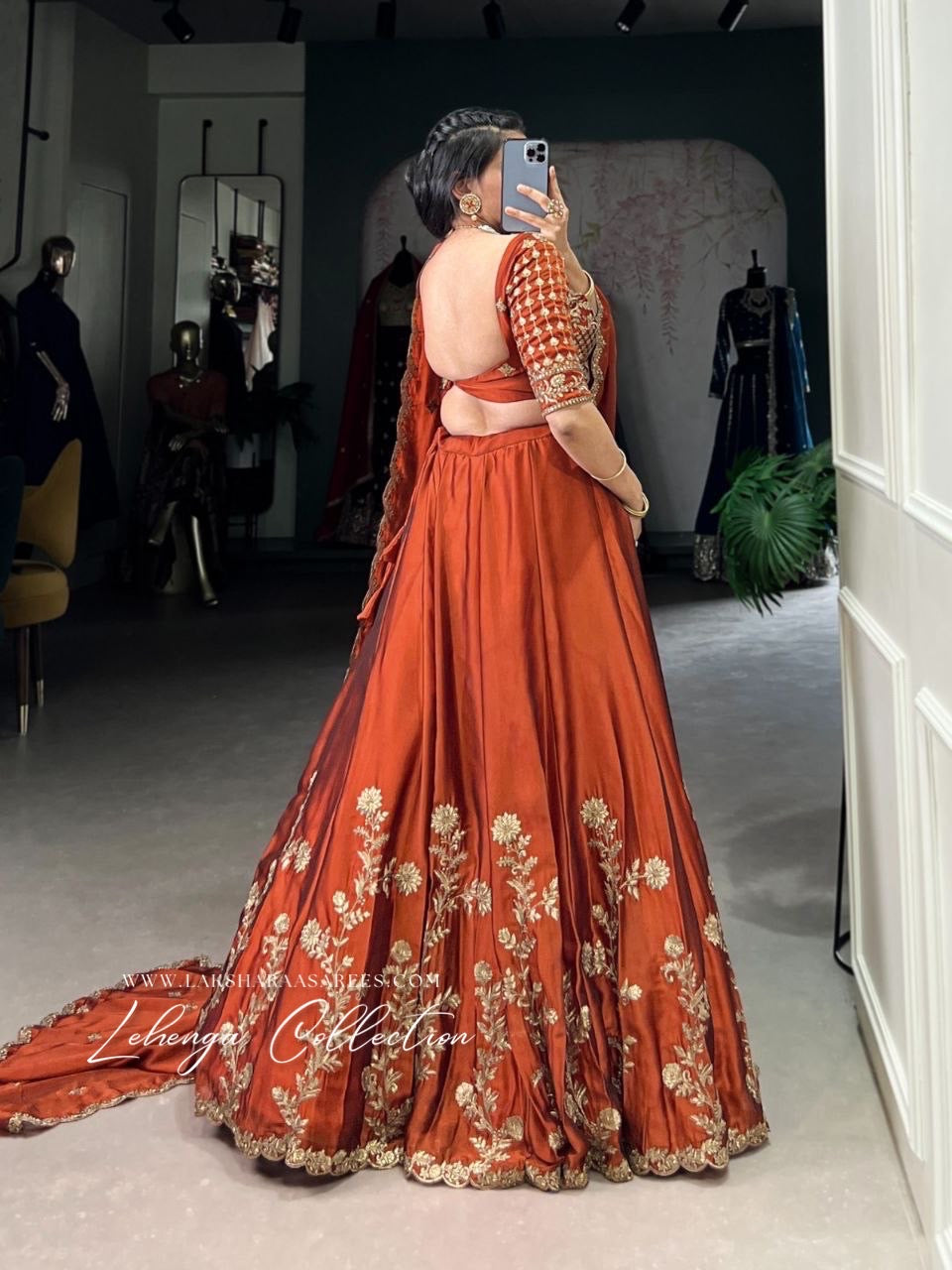 CIARA — Burnt Orange Premium Lehenga - Laksharaa Sarees
