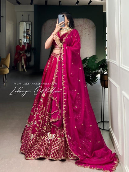 AMAYA — Premium Pink Silky Lehenga - Laksharaa Sarees