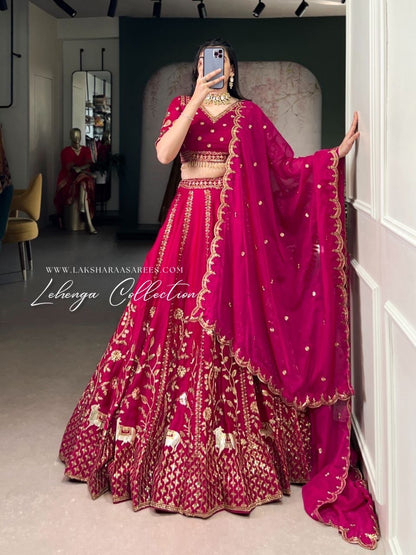 AMAYA — Premium Pink Silky Lehenga - Laksharaa Sarees