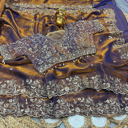 SACHII - Grand Shimmer Silk Saree x Readymade Blouse