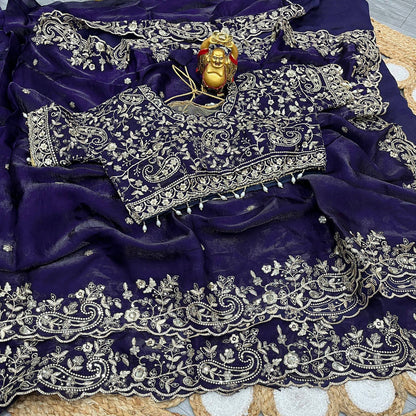 SACHII - Grand Shimmer Silk Saree x Readymade Blouse