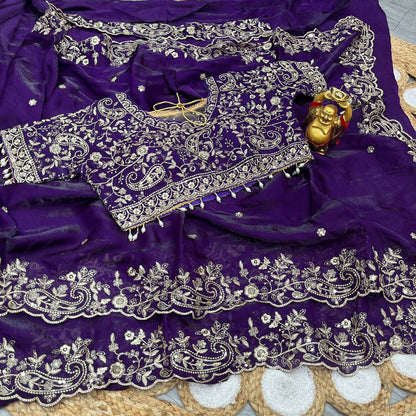 SACHII - Grand Shimmer Silk Saree x Readymade Blouse