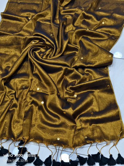 Elegant tissue Raaga saree with pretty tassels from Laksharaa Sarees, featuring intricate design and vibrant colors.