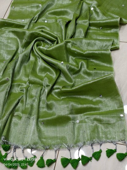 Laksharaa Sarees Tissue Raaga Saree with Pretty Tassel detailing, featuring elegant fabric and intricate design elements.