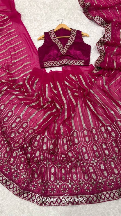TAMIRA — Dark Pink Sequin Saree