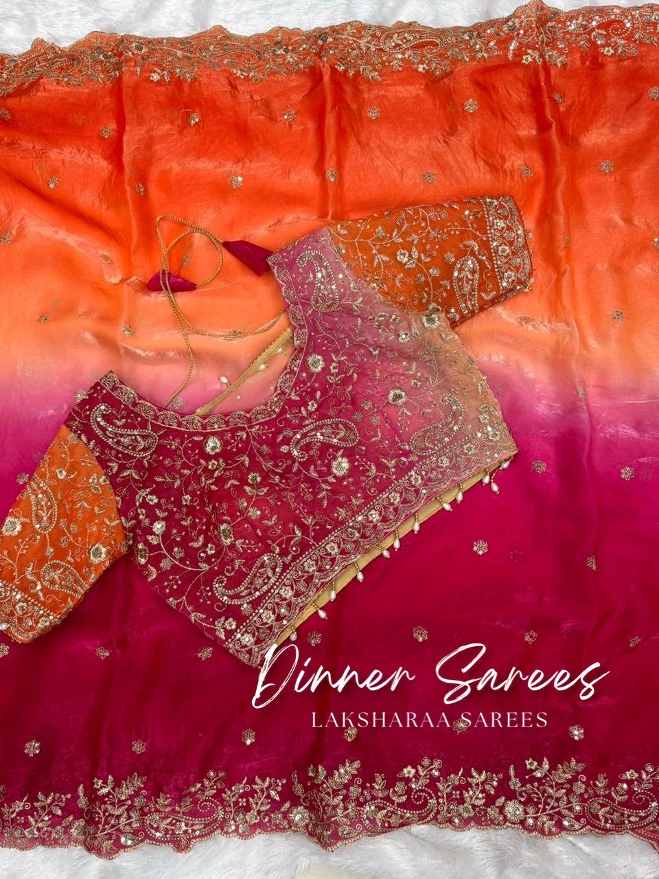 VARSHI — Grand Ombre Dinner Saree x Stitched Blouse - Laksharaa Sarees