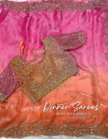 VARSHI — Grand Ombre Dinner Saree x Stitched Blouse - Laksharaa Sarees